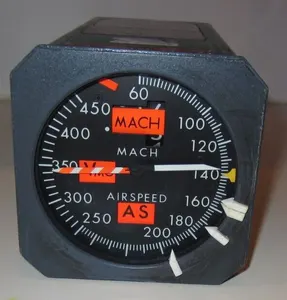 AIRCRAFT INDICATOR AIRBUS MACH SPEED INDICATOR 4 IN FACE SPERRY P/N 2594621-917